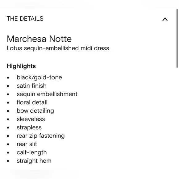 MARCHESA NOTTE***Black and Gold Lotus Strapless Bow Midi Dress****US 4 $795 - Picture 8 of 8